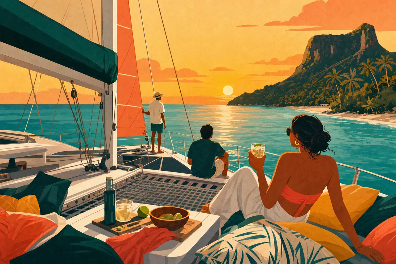 Apéro sunset en catamaran